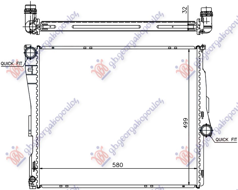 Bmw x3 2004-2007 (e83) HLADNJAK MOTORA BENZIN/DIZEL (MAN/AUTO) (58x50) (VALEO)