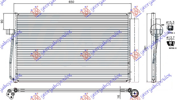 Bmw series 7 (e65/66) 02-08 HLADNJAK KLIME DIZEL (60.8x38.2x1.6)