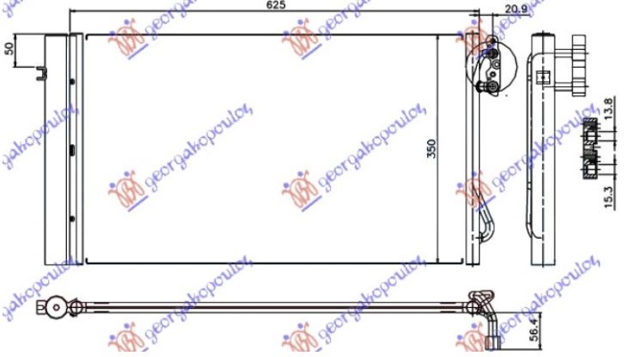 Bmw x1 2013-2015 (e84) HLADNJAK KLIME 2.0/3.0 TURBO DIZEL (580x340x16) (KOYO)
