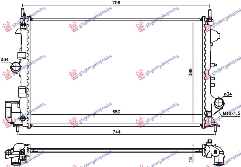 Opel vectra c 2005-2008 (z02) HLADNJAK MOTORA 1.6/1.8i 16V BENZIN (Z16/18XER) (65x40.5) (VALEO)