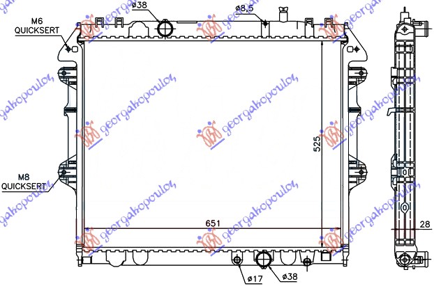 Toyota hi-lux 2wd/4wd 2005-2009 (n1/n2/n3) HLADNJAK MOTORA 2.5/3.0 TD (52.5x65) ZATVOREN SISTEM (KOYO)