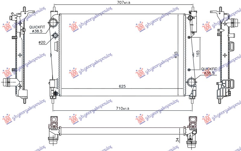 Opel corsa d 2006-2015 (s07) HLADNJAK MOTORA 1.3 JTD-CDTI (62x39.5) 55KW (NISSENS)