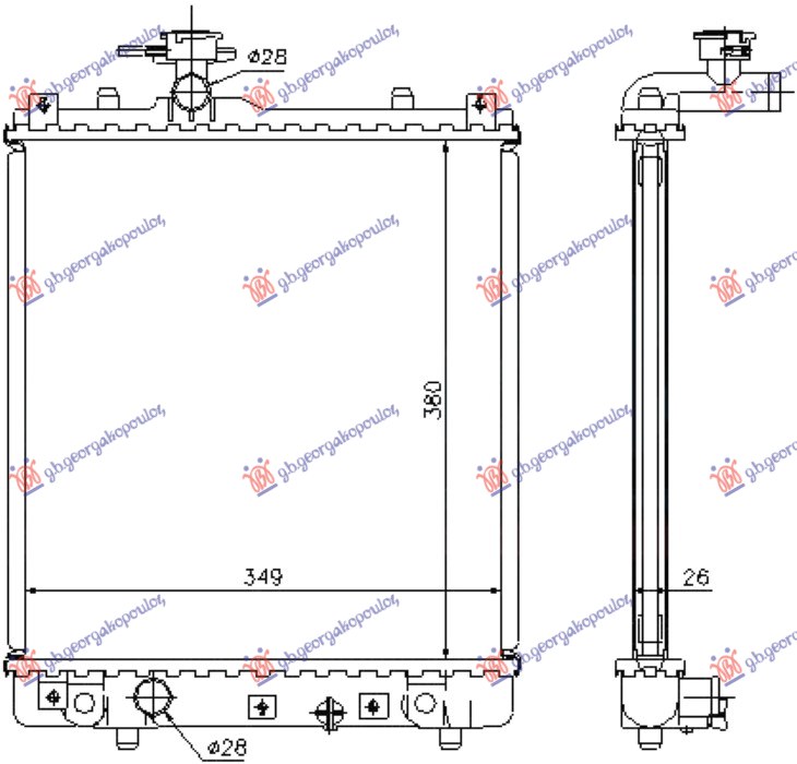 Subaru justy 2003-2006 (g3x) HLADNJAK MOTORA 1.0/1.2 BENZIN (MAN) (375x380x34) (OTVOREN SISTEM) (MEHANICKI SPOJ) (NRF)