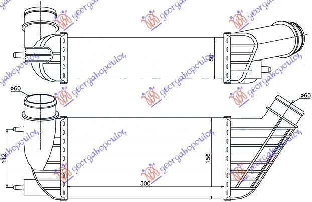 Peugeot expert 07-16 HLAD INTERCOOLER 2.0HDi (300x155x80) 06-