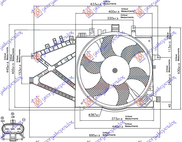 Opel corsa c 00-06 VENTILATOR KOMPLET 1.7D-TD (+/-A/C)