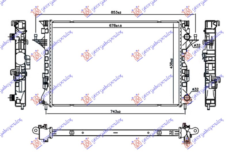 Renault espace 2003-2012 (jko/jk1) HLADNJAK MOTORA 1.9/2.0 DCi DIZEL (678x438x32) MALI NOSACI (NRF)