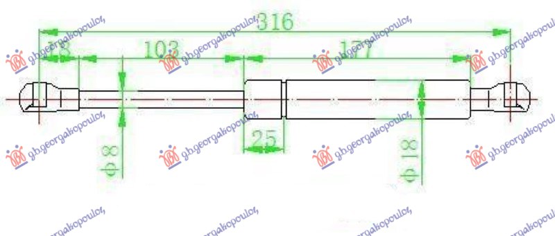 Bmw series 3 coupe/cabrio 2003-2006 (e46) AMORTIZER HAUBE (CABRIO) (316L-380N)
