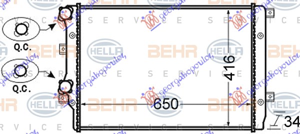 Skoda octavia 5 2008-2013 (3u4) HLADNJAK MOTORA 1.2/1.4/1.6/1.8 Tsi BENZIN - 1.9 TDi DIZEL (650x410) (MARELLI)