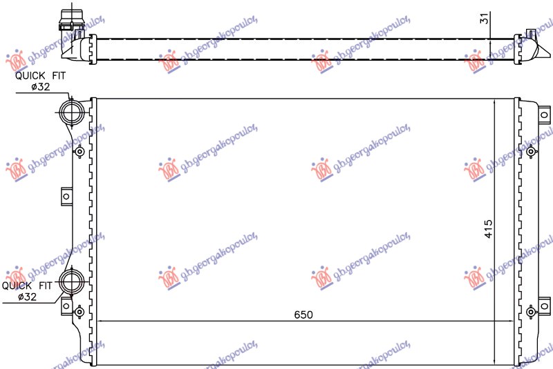Vw new beetle 2011-2016 (5c1/5c2) HLADNJAK MOTORA 1.2/1.4/1.6/1.8 Tsi BENZIN - 1.9 TDi DIZEL (650x410) (MEHANICKI SPOJ) (VALEO)