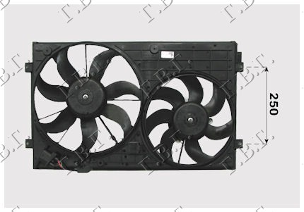 Vw golf v 04-08 VENTILATOR (DUPLI) (BENZIN/DIZEL) (HLADNJAK 40cm)