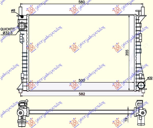 Ford fiesta 02-08 HLADNJAK 2.0 ST 150PS/-A/C(50X35.8X1.9)