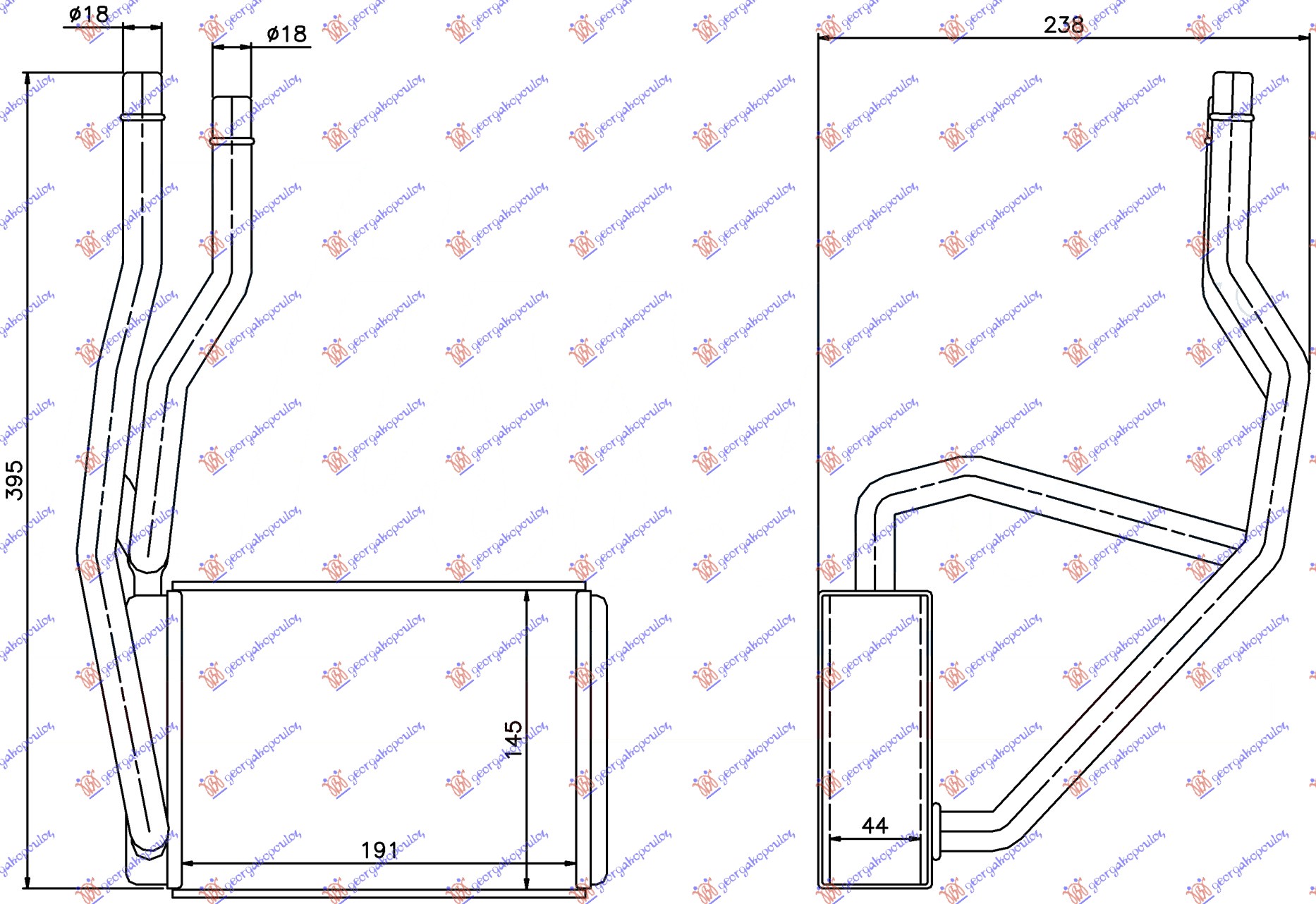 Ford fiesta 02-08 GREJAC U KABINI (BR) (191x145x44)