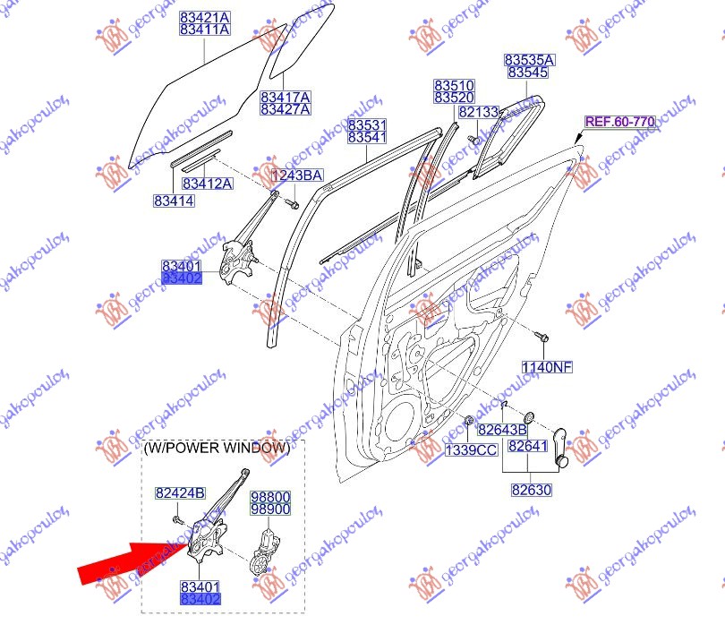 Hyundai i20 08-12 PODIZAC ZADNJEG PROZORA ELE.BEZ MOTO (O)