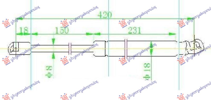 Hyundai i20 08-12 AMORTIZER GEPEK VRATA (420L-450N)