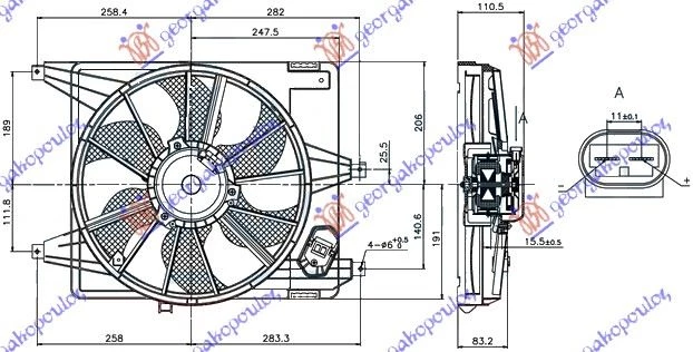 Dacia logan-mcv 05-08/p.up-van 09-12 VENTILATOR KOMPL.1.4-1.6 BENZ(38cm)