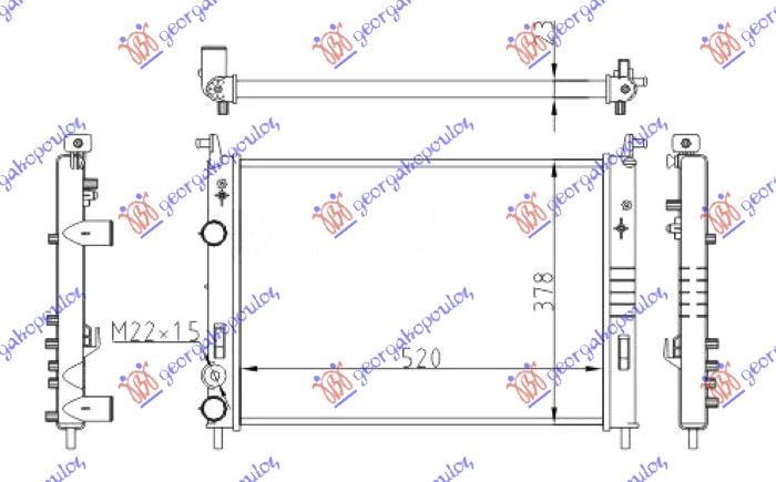 Fiat palio 1999-2004 (178/173/373/374/171) HLADNJAK MOTORA 1.9 D-JTD (520x378x23) 2000- (NRF)