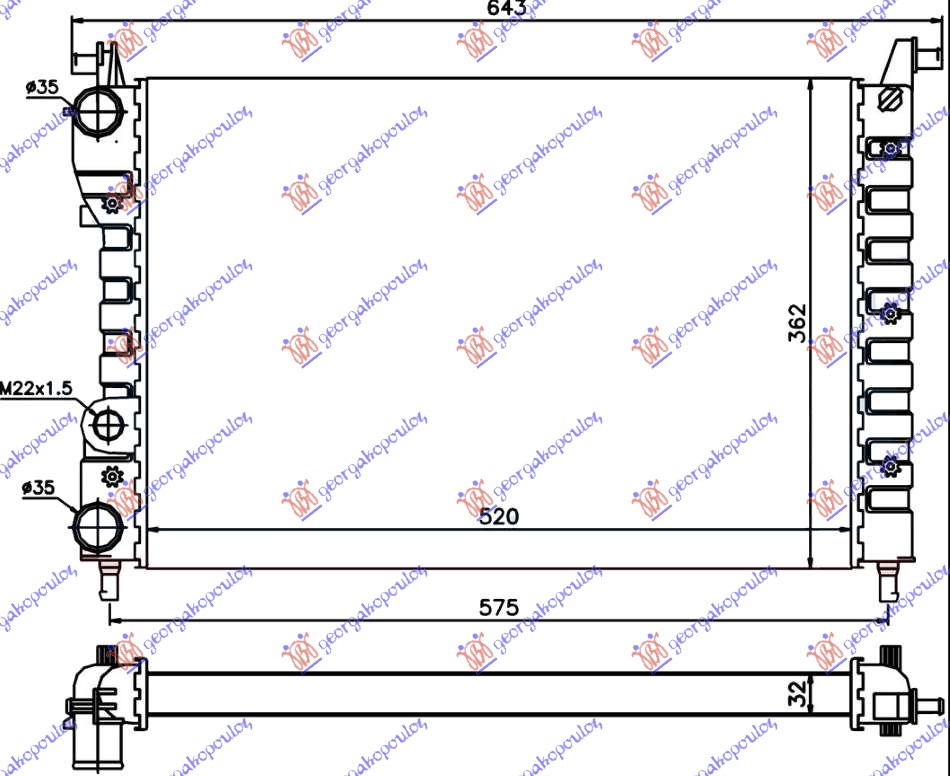 Fiat palio 99-04 HLAD MOTORA 1.2 BENZ (52.2x37.2x32)-00