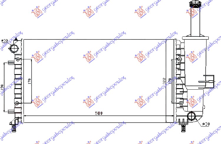 Fiat punto 03-11 HLADNJAK MOTORA 1.2i 8/16V (+/-AC) (58x31.7x1.8) (MAHLE BEHR)