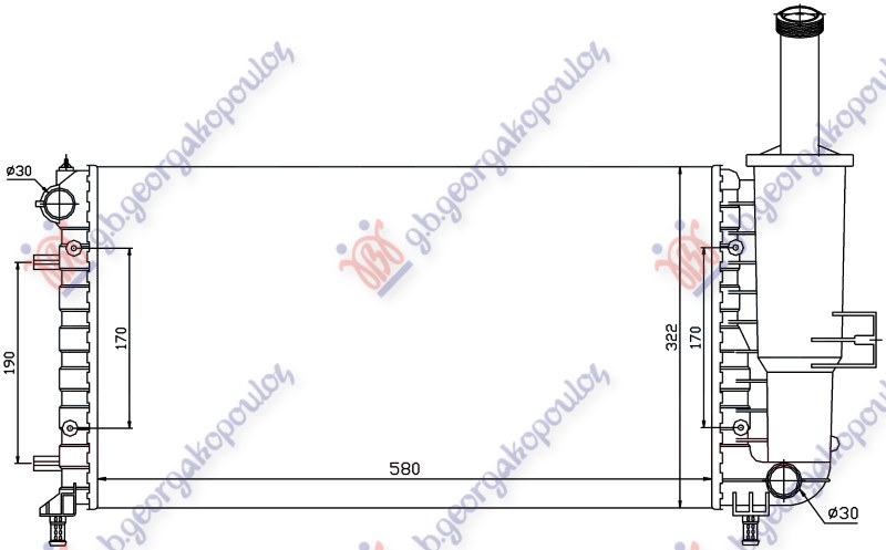 Fiat punto 2003-2011 (188) HLADNJAK MOTORA 1.2i 8/16V (+/-AC) (58x31.7) (NRF)