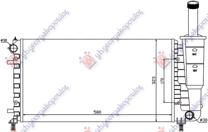 Fiat idea 2004-2010 (350) HLADNJAK MOTORA 1.2 8/16V (+/-AC) (58x31.7x18) (MARELLI)