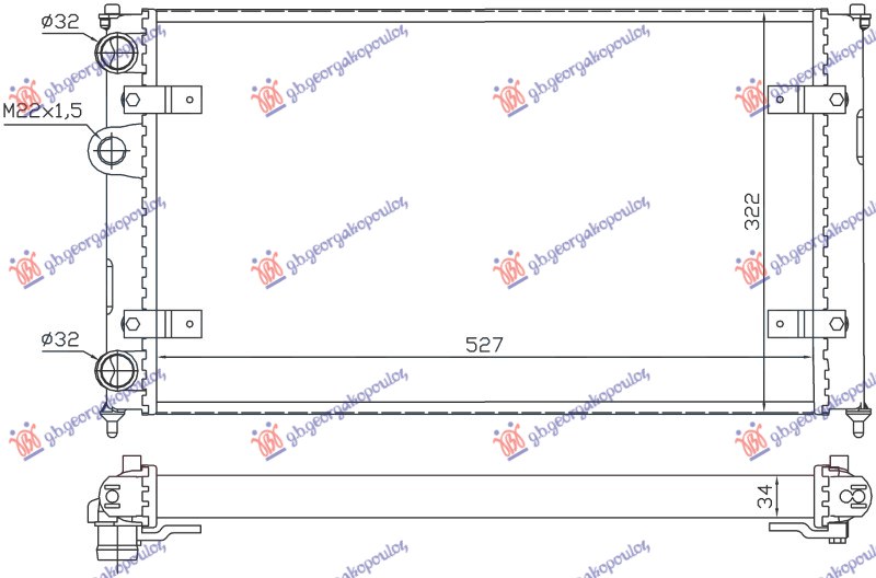 Vw polo classic 1995-2002 (6v2) HLADNJAK MOTORA 1.4/1.6 BENZIN - 1.7/1.9 SDi (-AC) (52x32) (NRF)