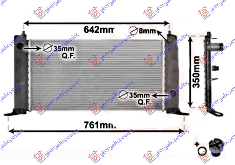 Fiat stilo 2001-2006 (192) HLADNJAK MOTORA 1.2/1.4/1.6 BENZIN (MAN) (+/-AC) (580x316) (NRF)