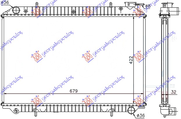 Nissan serena (c23) 92-01 HLADNJAK MOTORA 1.6i 16V/2.0 D(42.3x68.5) POKLOPAC DESNO