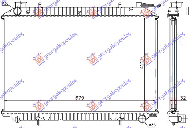 Nissan vanette cargo (c23) 95-01 HLADNJAK MOTORA 2.0cc 16v & DIZEL(42.3x68.5) POKLOPAC LEVO