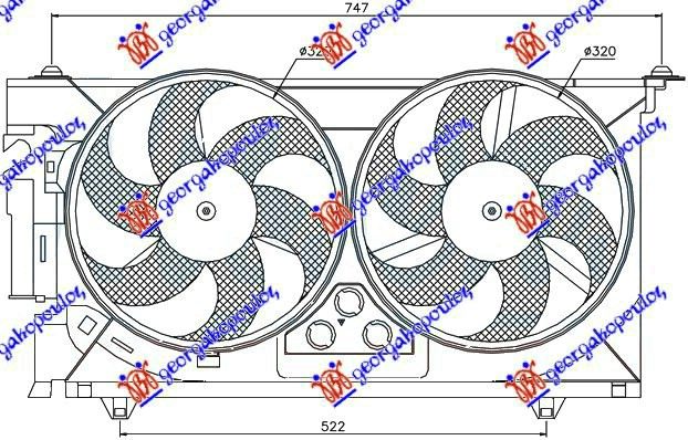 Peugeot partner 96-02 VENTILATOR KOMPLET (DUPLI) +A/C BENZIN