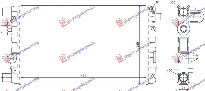 Fiat seicento 2001-2006 (187) HLADNJAK MOTORA 1.1CC (45x28.5) (NRF)