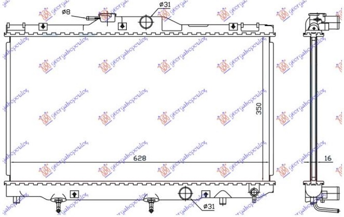 Toyota corolla 2000-2002 (e 11) HLADNJAK MOTORA 1.4 BENZIN (+/-AC) (630x350) (KOYO)