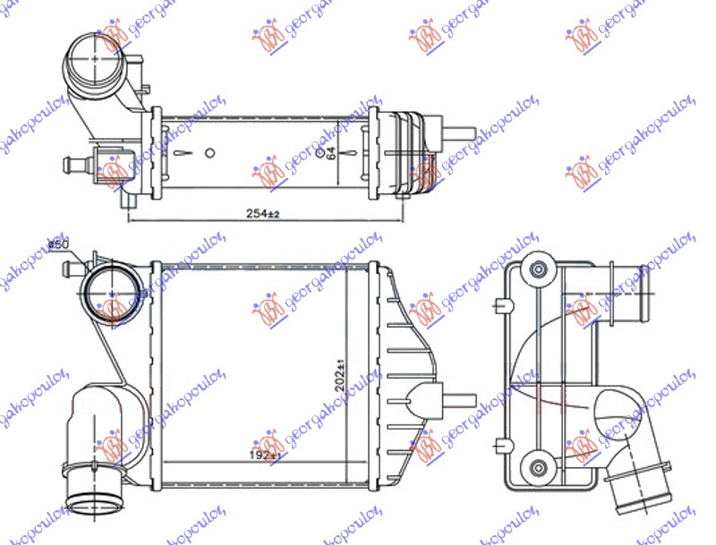 Fiat idea 04-10 HLAD INTERC. 1.6 MJTD-1.9 JTD(192x209x65