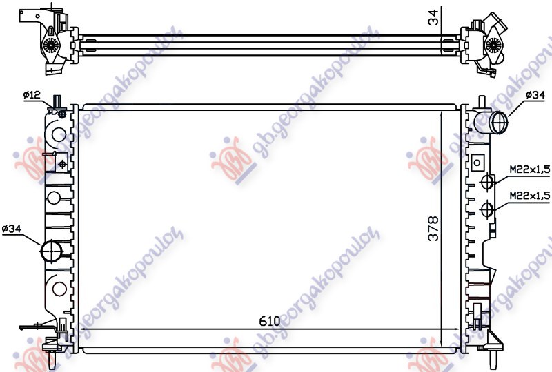 Opel vectra b 1999-2002 (j96) HLADNJAK MOTORA 1.6/1.8 16V (+/-AC) (61x37) (NISSENS)