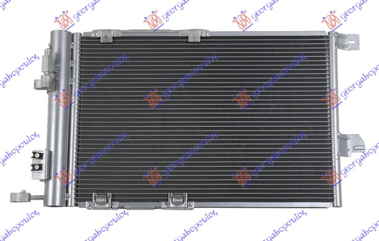 Opel astra g 1998-2004 (t98/f35) HLADNJAK KLIME ASSY -2002 (540x382x16) (HOSE-FILTER SAME SIDE) (NISSENS)