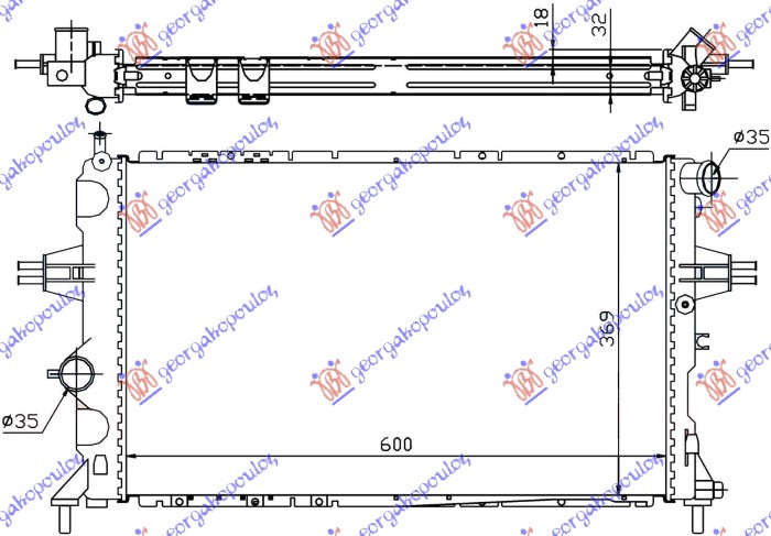 Opel astra g 1998-2004 (t98/f35) HLADNJAK MOTORA 2.0/2.2 BENZIN / 2.0/2.2 TD DIZEL (600x370) (NRF)
