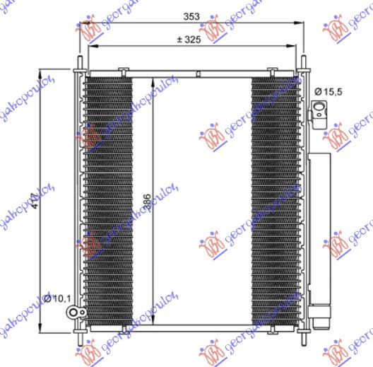 Honda jazz 01-08 HLADNJAK KLIME 1.2/1.4 BENZIN (325x395x16) -04