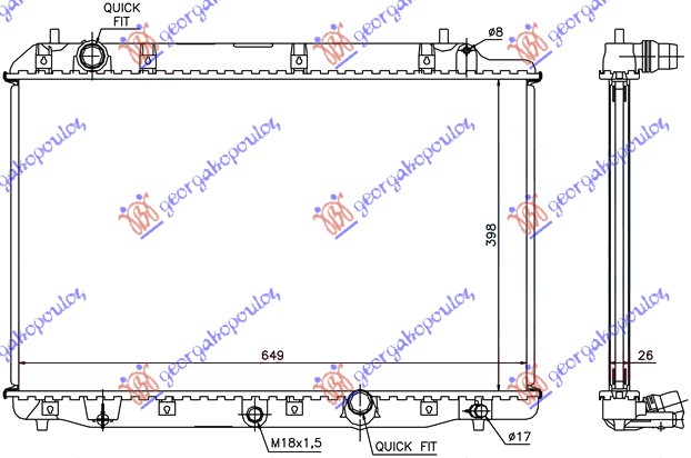 Honda frv 2006-2011 (be) HLADNJAK MOTORA 2.2 CTDi (MAN) (39.5x65x26) (KOYO)