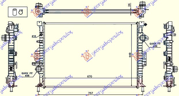 Ford galaxy 2006-2011 (wa6) HLADNJAK MOTORA ZA SVE MODELSE BENZIN/DIZEL (AUTO) (670x449x26) (NRF)