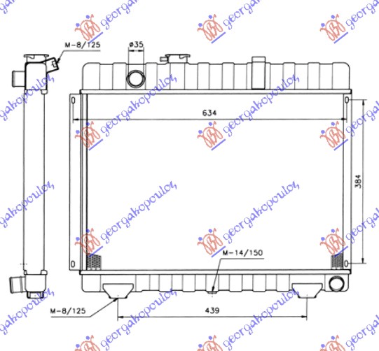 Mercedes 207/307 77-95 HLADNJAK MOTORA 2.4cc DIZEL (41x62) 76-86