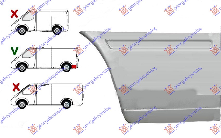 Mercedes sprinter 208-416 (w901-905) 95-06 KRAJ ZADNJEG BLATOBRANA (ZADNJI DEO) (1950mm)