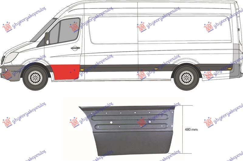 Mercedes sprinter 208/408 2006-2013 (w906) OPLATA PREDNJIH VRATA DONJA (DUZINA 89cm VISINA 47cm)