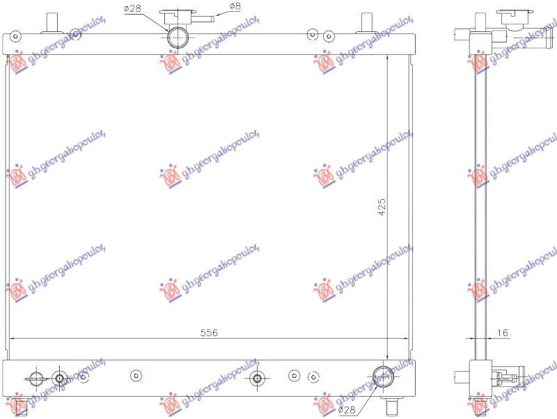 Daihatsu terios 2006- (j2/f7) HLADNJAK MOTORA 1.5i 16V (MAN/AUTO) (42.5x55.5) (KOYO)