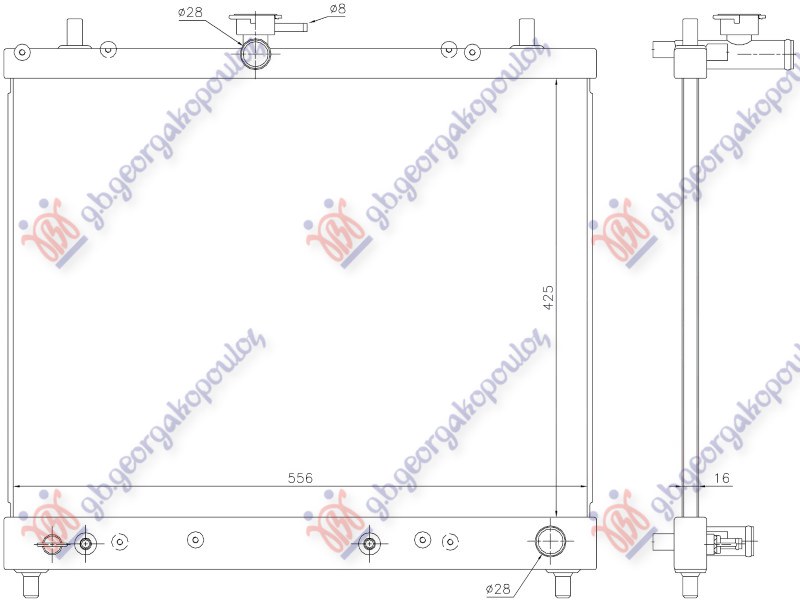 Daihatsu terios 2006- (j2/f7) HLADNJAK MOTORA 1.5i 16V (MAN/AUTO) (42.5x55.5) (VALEO)