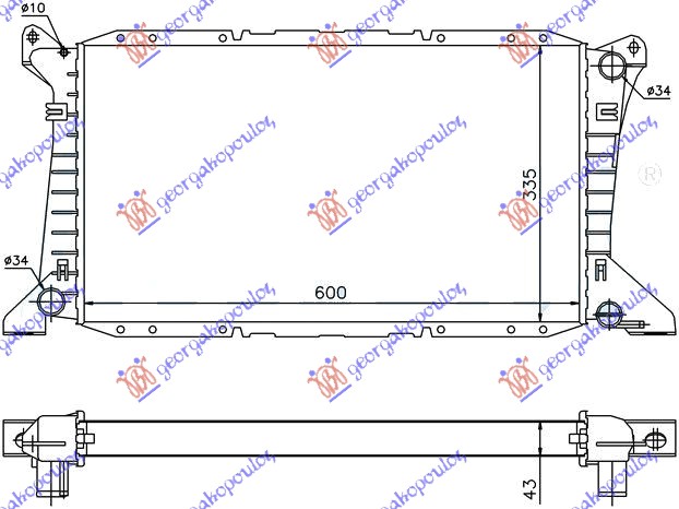 Ford transit 95-00 HLADNJAK MOTORA 2.0 BENZIN(-AC) (60x33.3