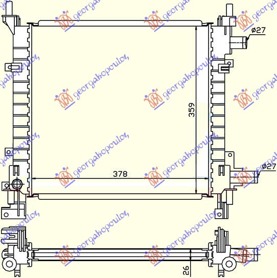 Ford ka 97-08 HLADNJAK MOTORA BENZIN -A/C (38x37)