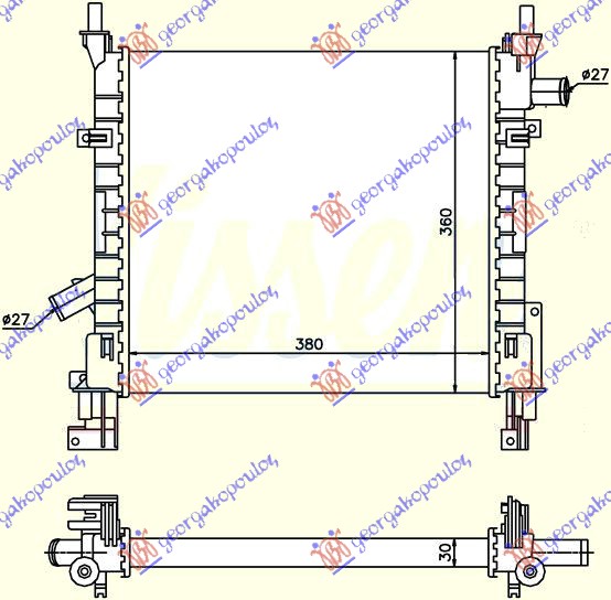 Ford ka 97-08 HLADNJAK MOTORA BENZIN +A/C (38x36)