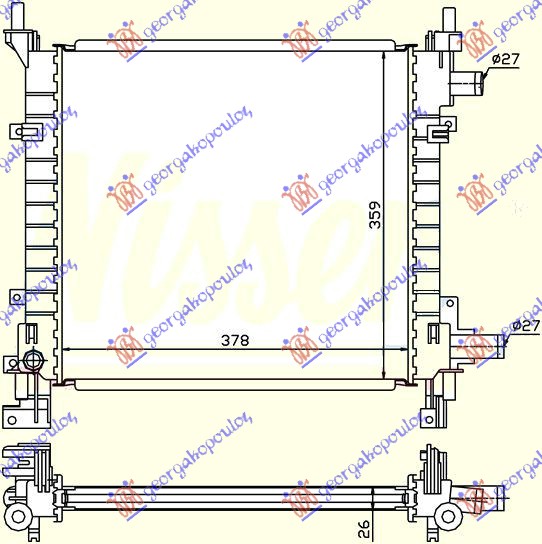 Ford ka 97-08 HLADNJAK MOTORA +A/C (38x36)