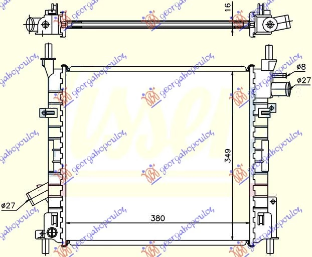 Ford ka 97-08 HLADNJAK MOTORA BENZIN -A/C(38x35.5)