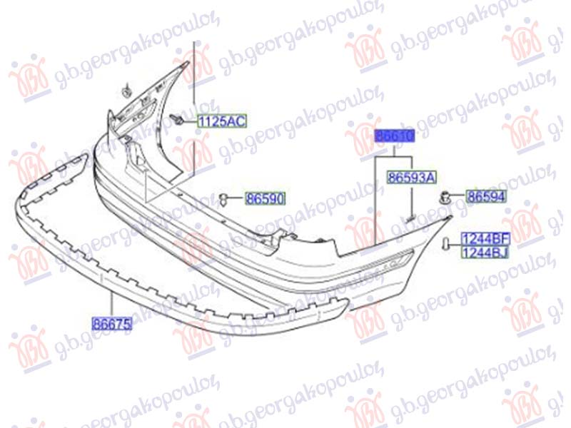 Hyundai elantra 2000-2004 (xd) ZADNJI BRANIK 4 VRATA (O)