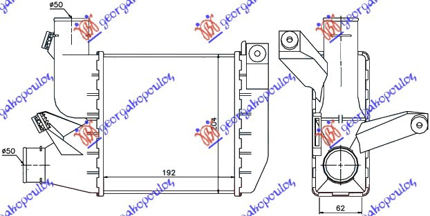 Bmw series 5 (e39) 96-02 HLAD INTERCOOLER 2.5 TD (192x204x62)